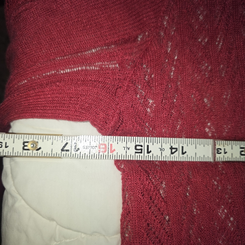 Guinevere Anthropologie Linen Knit Cardigan Womens Medium Red Button Front - Picture 11 of 12